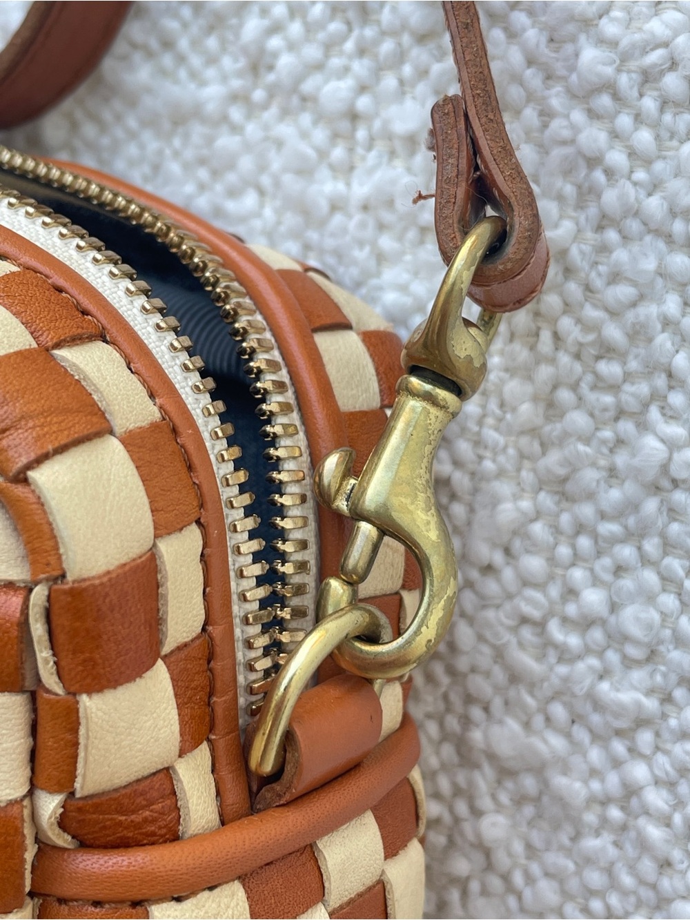 Clare V. Midi Sac Crossbody in Natural & Cream Woven Checker - Picture 6 of 12